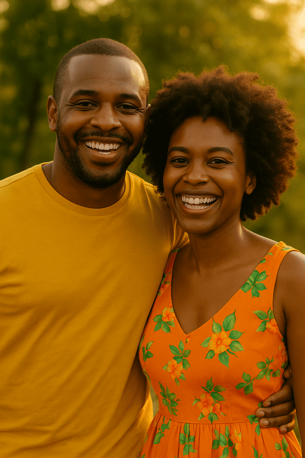Smiling couple enjoying each other's company
